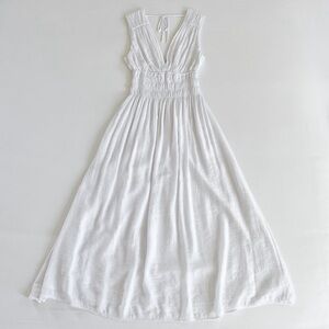 Abercrombie & Fitch Crinkle Textured Smocked Waist Dress | White | Size SP | NWT